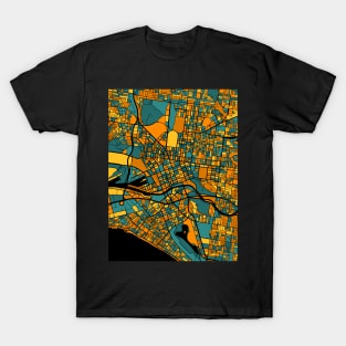 Melbourne Map Pattern in Orange & Teal T-Shirt